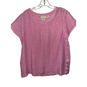 100% Linen Cynthia Rowley pink top size small